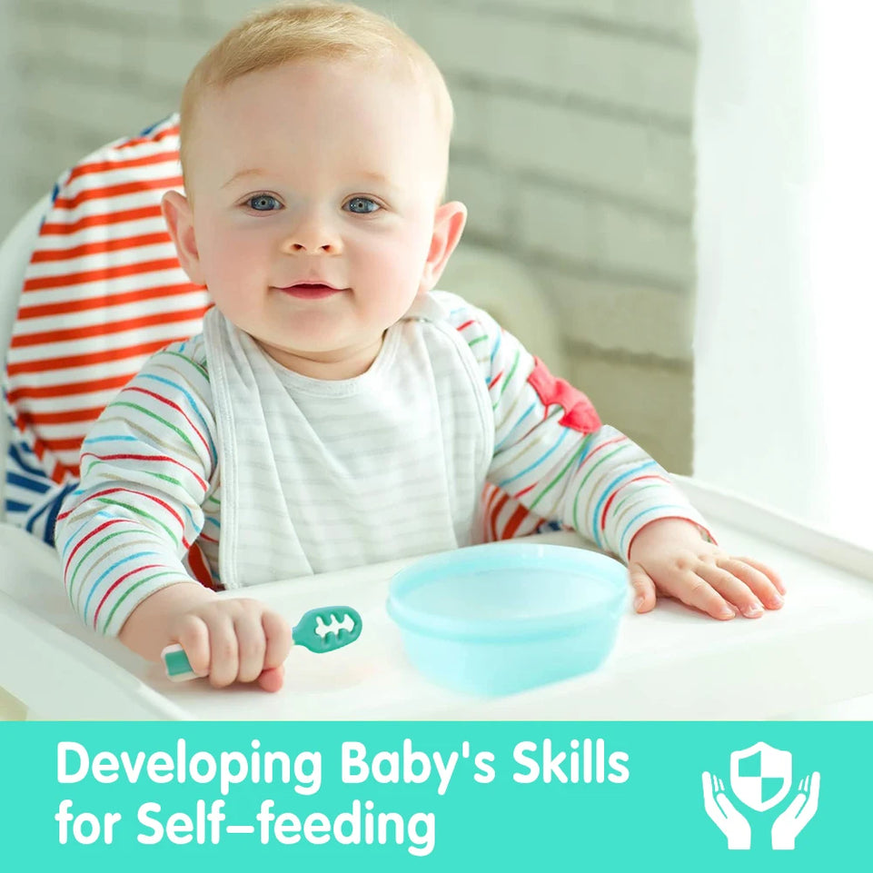 AnGku Safe & Stylish Baby Pre-Spoon Set with Ergonomic Design for 6-12 Months Perfect Baby Products for On-the-Go