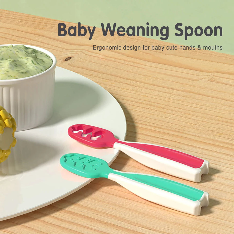 AnGku Safe & Stylish Baby Pre-Spoon Set with Ergonomic Design for 6-12 Months Perfect Baby Products for On-the-Go