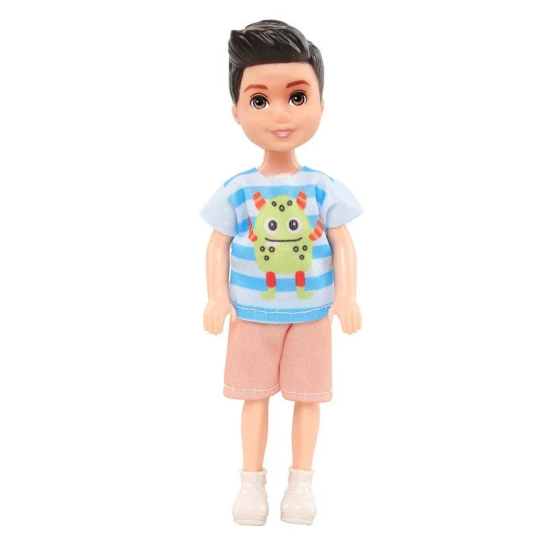 Kawaii 6 Items/Lot Kids Toys 5.5 Inch Little Girs Boys Fashion Clothes Dress Accessories For Girls DIY Birthday Christmas Gift