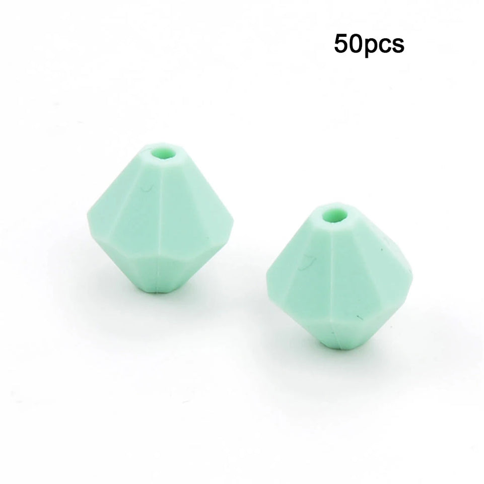 LOFCA 50pcs Baby Diamond Teethers Silicone Beads BPA Free Food Grade For Necklace Teething Beads Soft Chewable Nursing Toy DIY