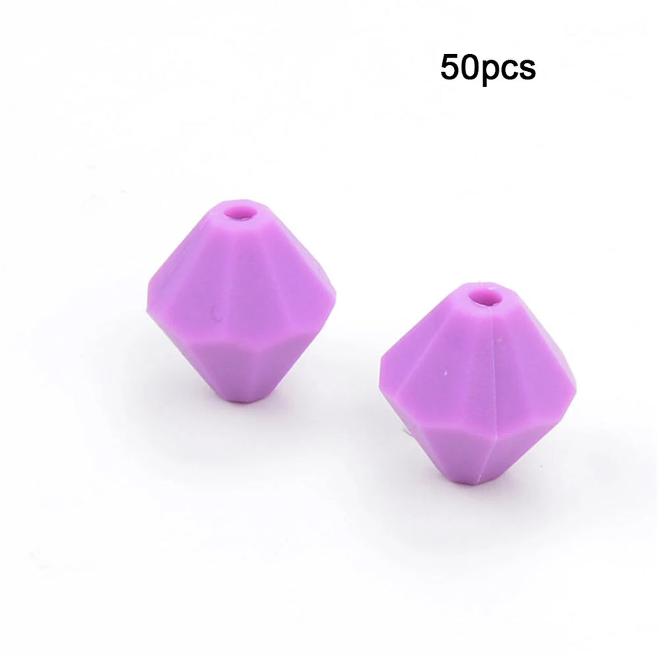 LOFCA 50pcs Baby Diamond Teethers Silicone Beads BPA Free Food Grade For Necklace Teething Beads Soft Chewable Nursing Toy DIY