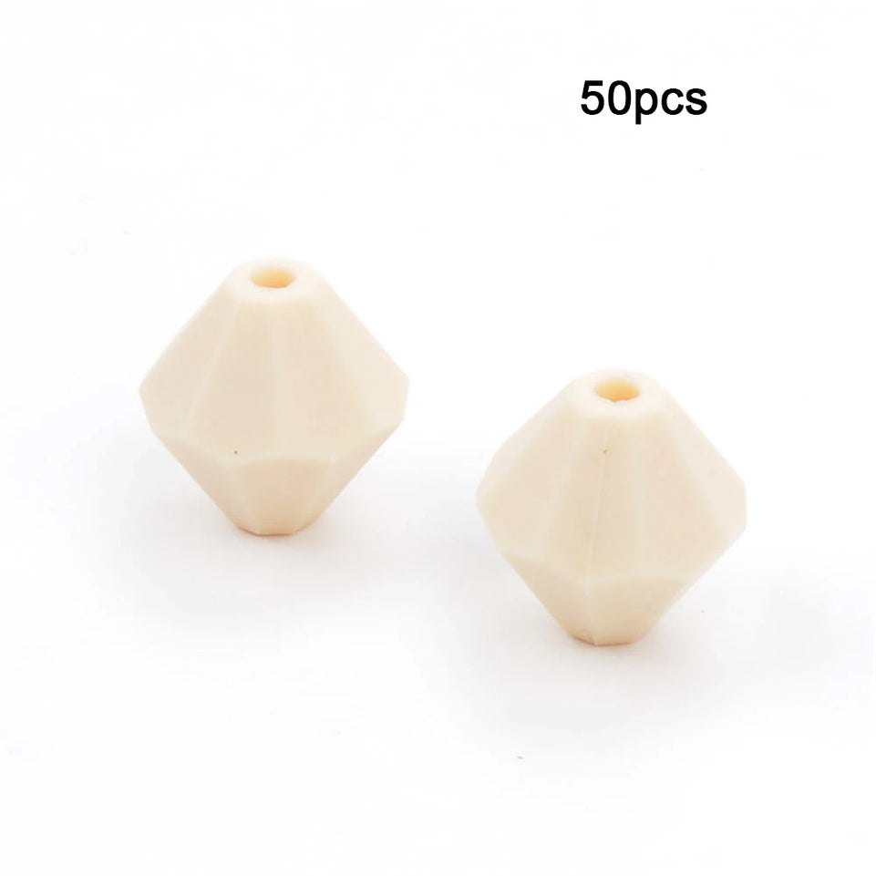 LOFCA 50pcs Baby Diamond Teethers Silicone Beads BPA Free Food Grade For Necklace Teething Beads Soft Chewable Nursing Toy DIY