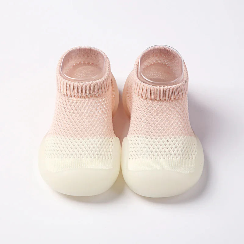 Baby Shoes First Walkers Comfortable Boys Girls Kids Rubber Soft Non-Slip Sole Floor Shoes Knit Booties