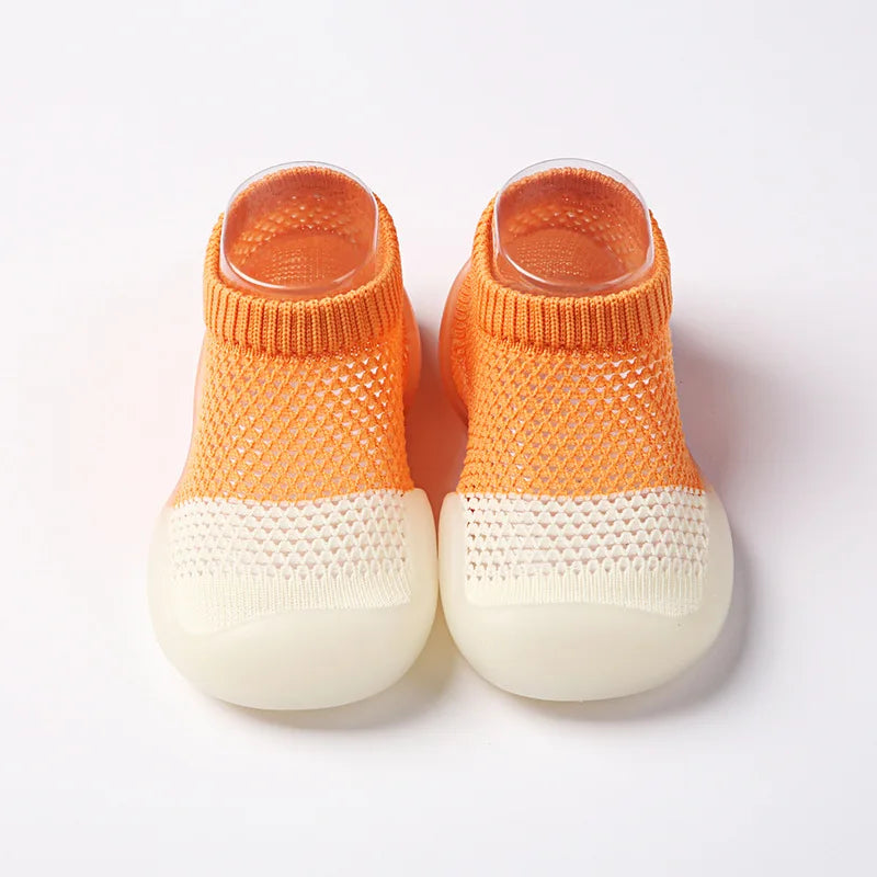 Baby Shoes First Walkers Comfortable Boys Girls Kids Rubber Soft Non-Slip Sole Floor Shoes Knit Booties