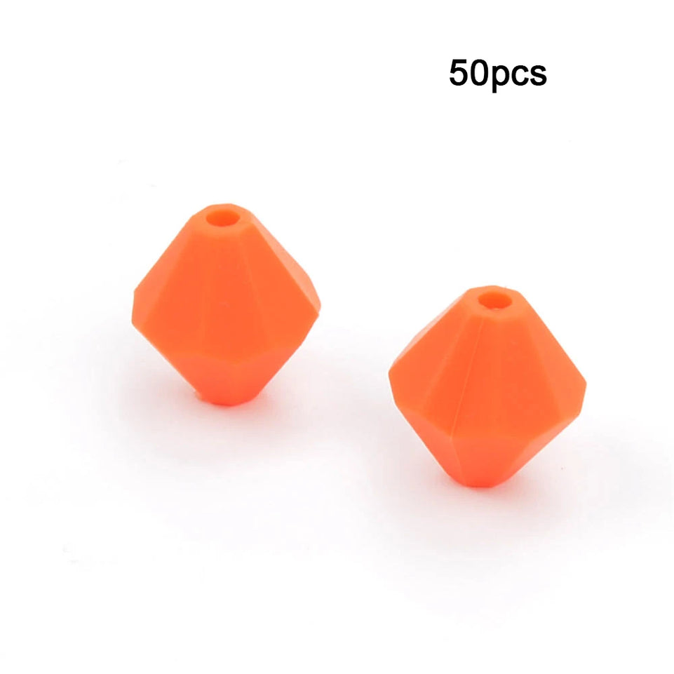 LOFCA 50pcs Baby Diamond Teethers Silicone Beads BPA Free Food Grade For Necklace Teething Beads Soft Chewable Nursing Toy DIY