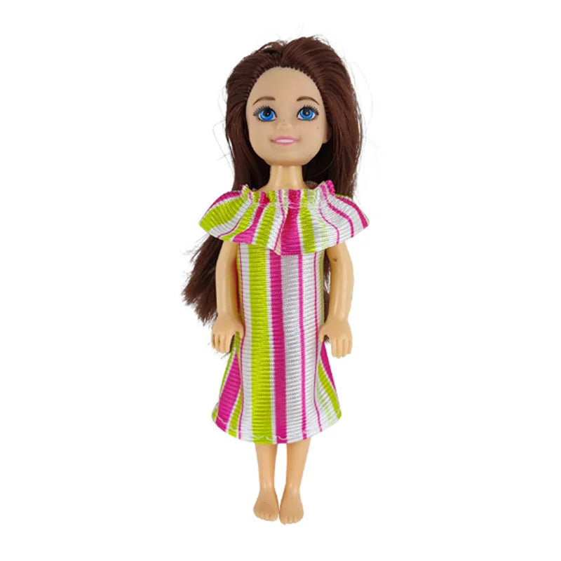 Kawaii 6 Items/Lot Kids Toys 5.5 Inch Little Girs Boys Fashion Clothes Dress Accessories For Girls DIY Birthday Christmas Gift