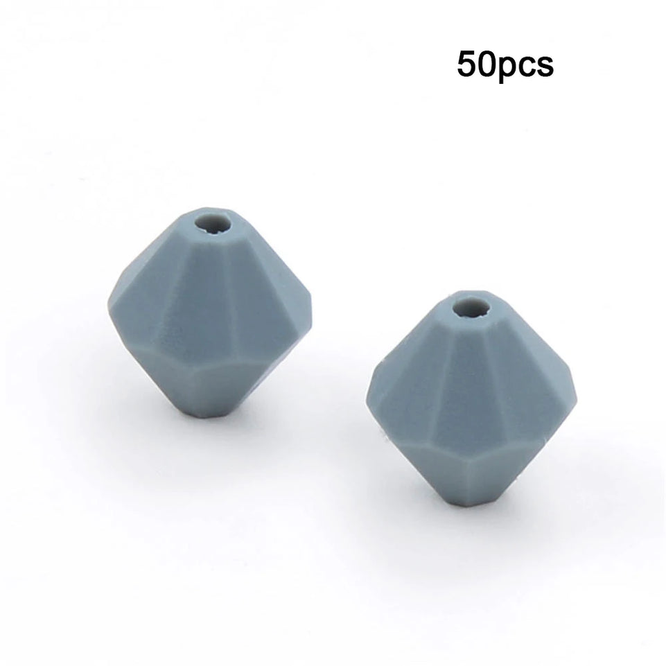 LOFCA 50pcs Baby Diamond Teethers Silicone Beads BPA Free Food Grade For Necklace Teething Beads Soft Chewable Nursing Toy DIY