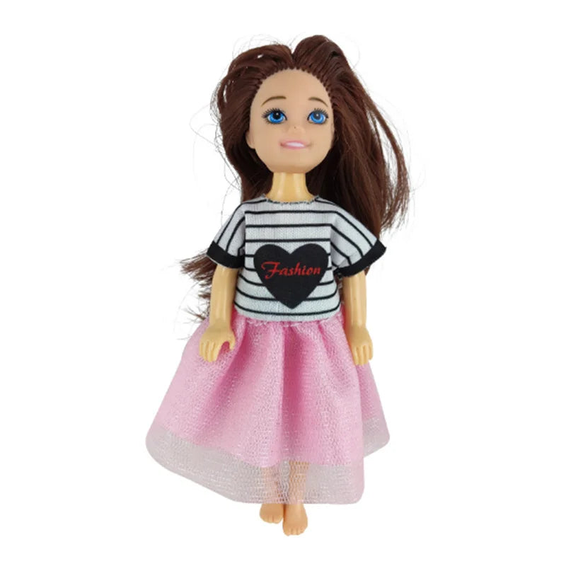 Kawaii 6 Items/Lot Kids Toys 5.5 Inch Little Girs Boys Fashion Clothes Dress Accessories For Girls DIY Birthday Christmas Gift