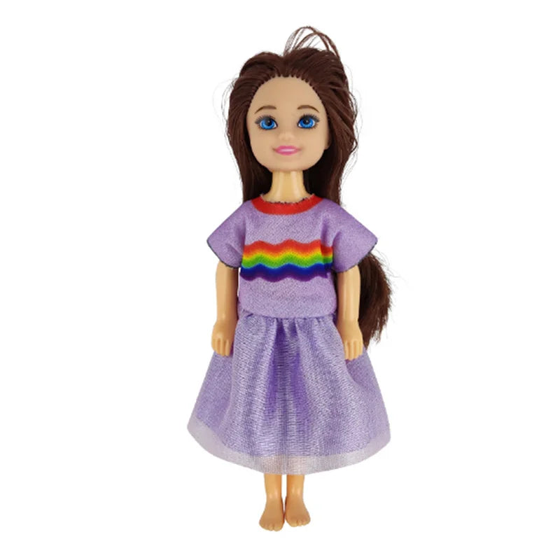 Kawaii 6 Items/Lot Kids Toys 5.5 Inch Little Girs Boys Fashion Clothes Dress Accessories For Girls DIY Birthday Christmas Gift