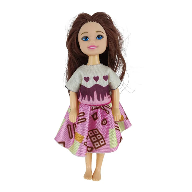 Kawaii 6 Items/Lot Kids Toys 5.5 Inch Little Girs Boys Fashion Clothes Dress Accessories For Girls DIY Birthday Christmas Gift