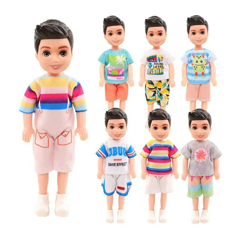 Kawaii 6 Items/Lot Kids Toys 5.5 Inch Little Girs Boys Fashion Clothes Dress Accessories For Girls DIY Birthday Christmas Gift