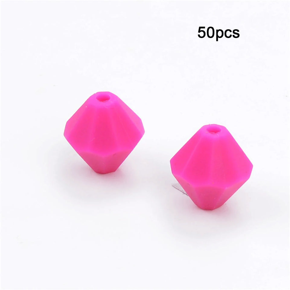 LOFCA 50pcs Baby Diamond Teethers Silicone Beads BPA Free Food Grade For Necklace Teething Beads Soft Chewable Nursing Toy DIY