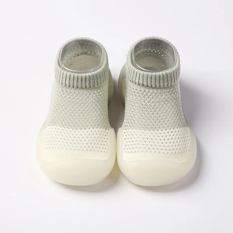 Baby Shoes First Walkers Comfortable Boys Girls Kids Rubber Soft Non-Slip Sole Floor Shoes Knit Booties