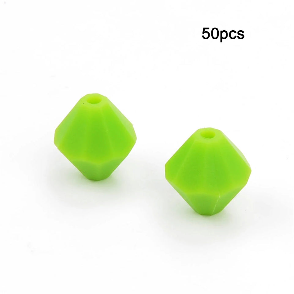 LOFCA 50pcs Baby Diamond Teethers Silicone Beads BPA Free Food Grade For Necklace Teething Beads Soft Chewable Nursing Toy DIY
