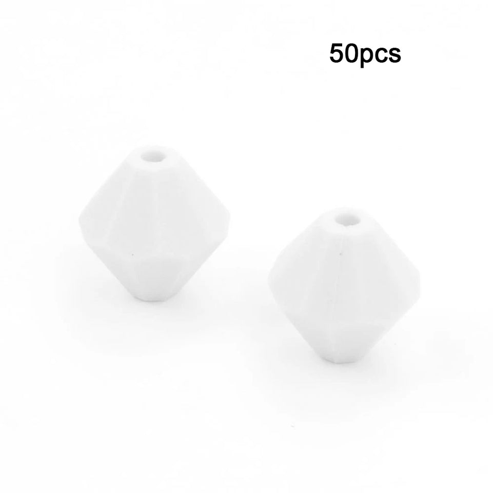 LOFCA 50pcs Baby Diamond Teethers Silicone Beads BPA Free Food Grade For Necklace Teething Beads Soft Chewable Nursing Toy DIY