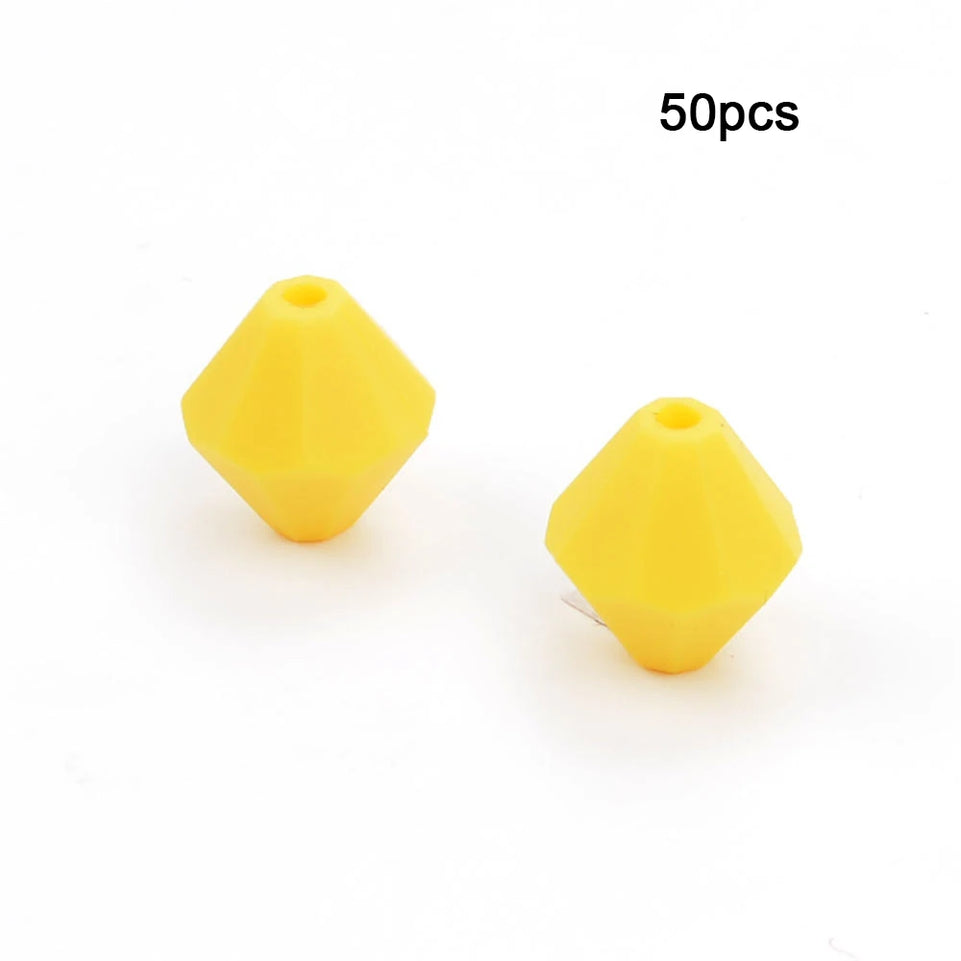 LOFCA 50pcs Baby Diamond Teethers Silicone Beads BPA Free Food Grade For Necklace Teething Beads Soft Chewable Nursing Toy DIY