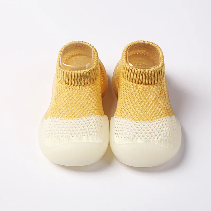 Baby Shoes First Walkers Comfortable Boys Girls Kids Rubber Soft Non-Slip Sole Floor Shoes Knit Booties