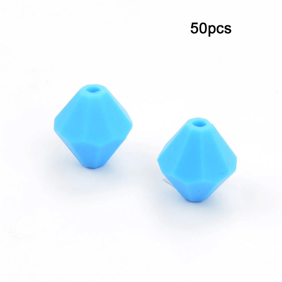 LOFCA 50pcs Baby Diamond Teethers Silicone Beads BPA Free Food Grade For Necklace Teething Beads Soft Chewable Nursing Toy DIY