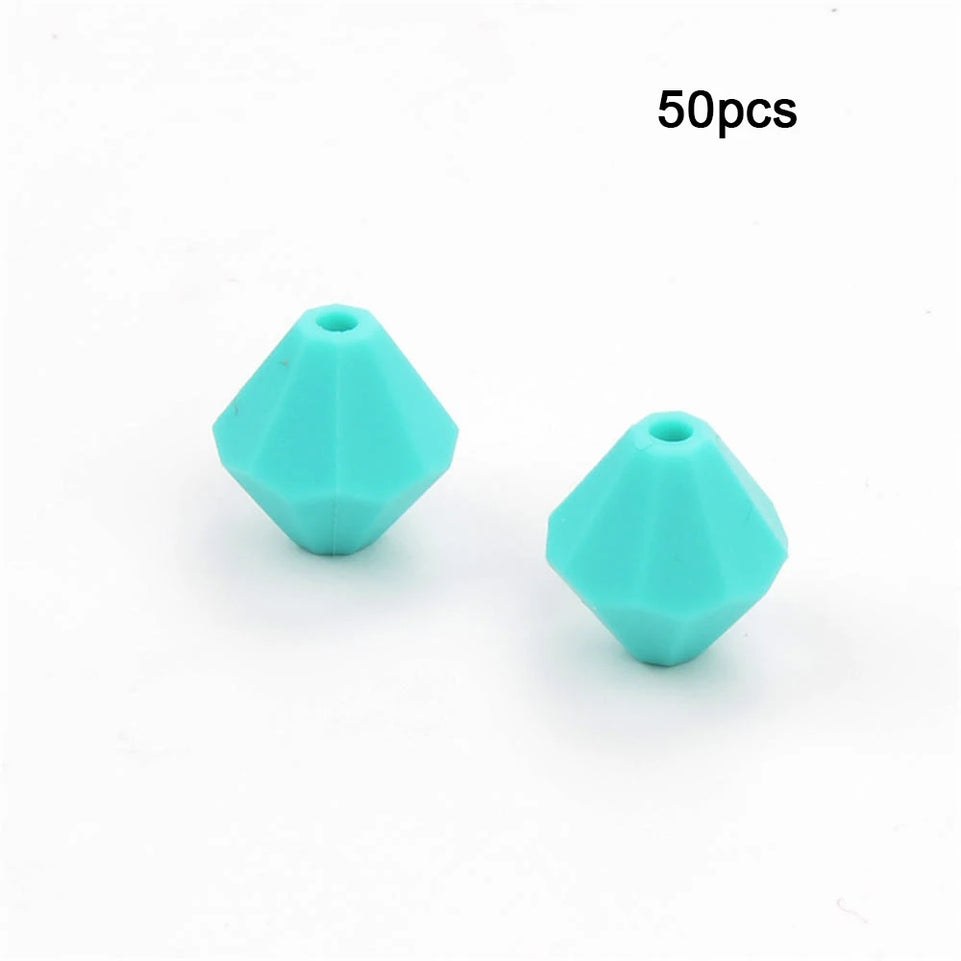 LOFCA 50pcs Baby Diamond Teethers Silicone Beads BPA Free Food Grade For Necklace Teething Beads Soft Chewable Nursing Toy DIY