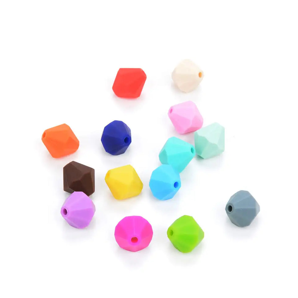 LOFCA 50pcs Baby Diamond Teethers Silicone Beads BPA Free Food Grade For Necklace Teething Beads Soft Chewable Nursing Toy DIY