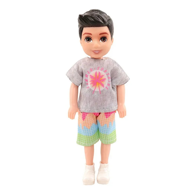 Kawaii 6 Items/Lot Kids Toys 5.5 Inch Little Girs Boys Fashion Clothes Dress Accessories For Girls DIY Birthday Christmas Gift