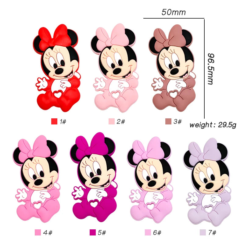 1/3/10pcs New Cartoon Mickey Minnie Silicone Beads Teether Food-Grade Chewing Teeth Bead DIY Nipple Chain Jewelry Accessories