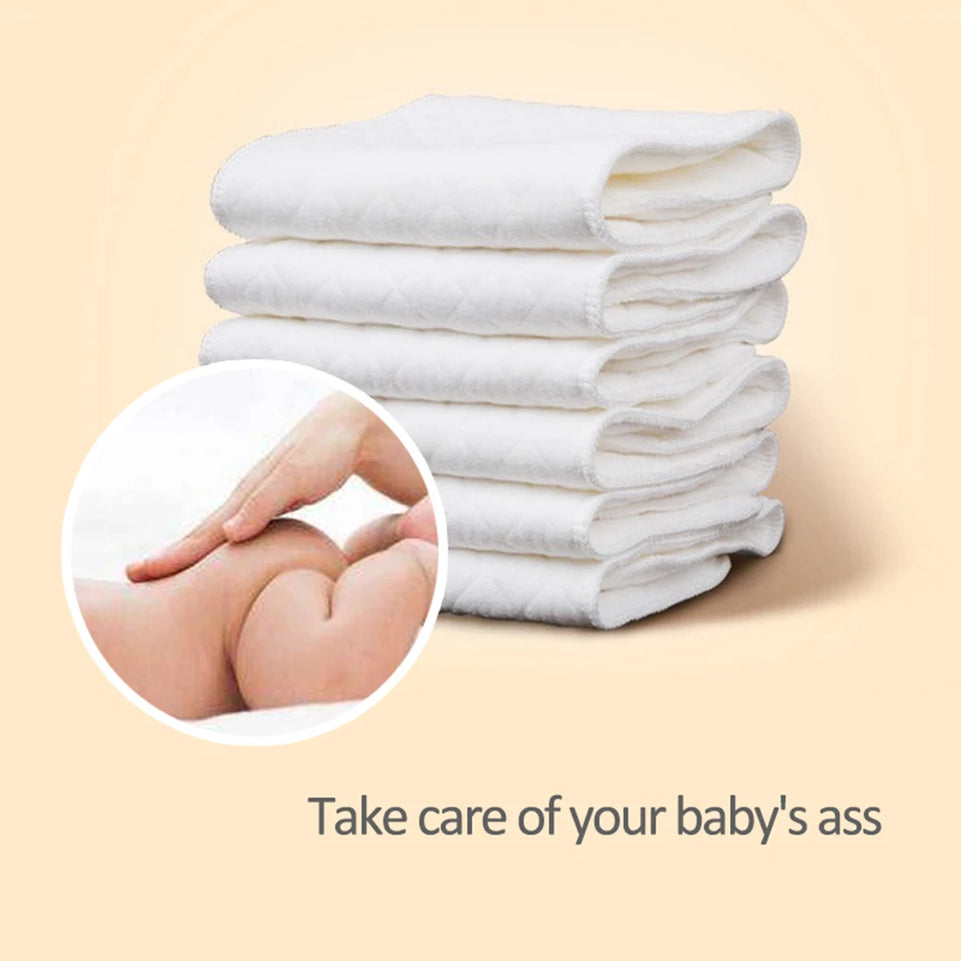New 10PCS/Set Baby Reusable Diaper Washable Ecological Cotton Diapers 3Layers Cloth Nappies for Children Breathable Absorbent