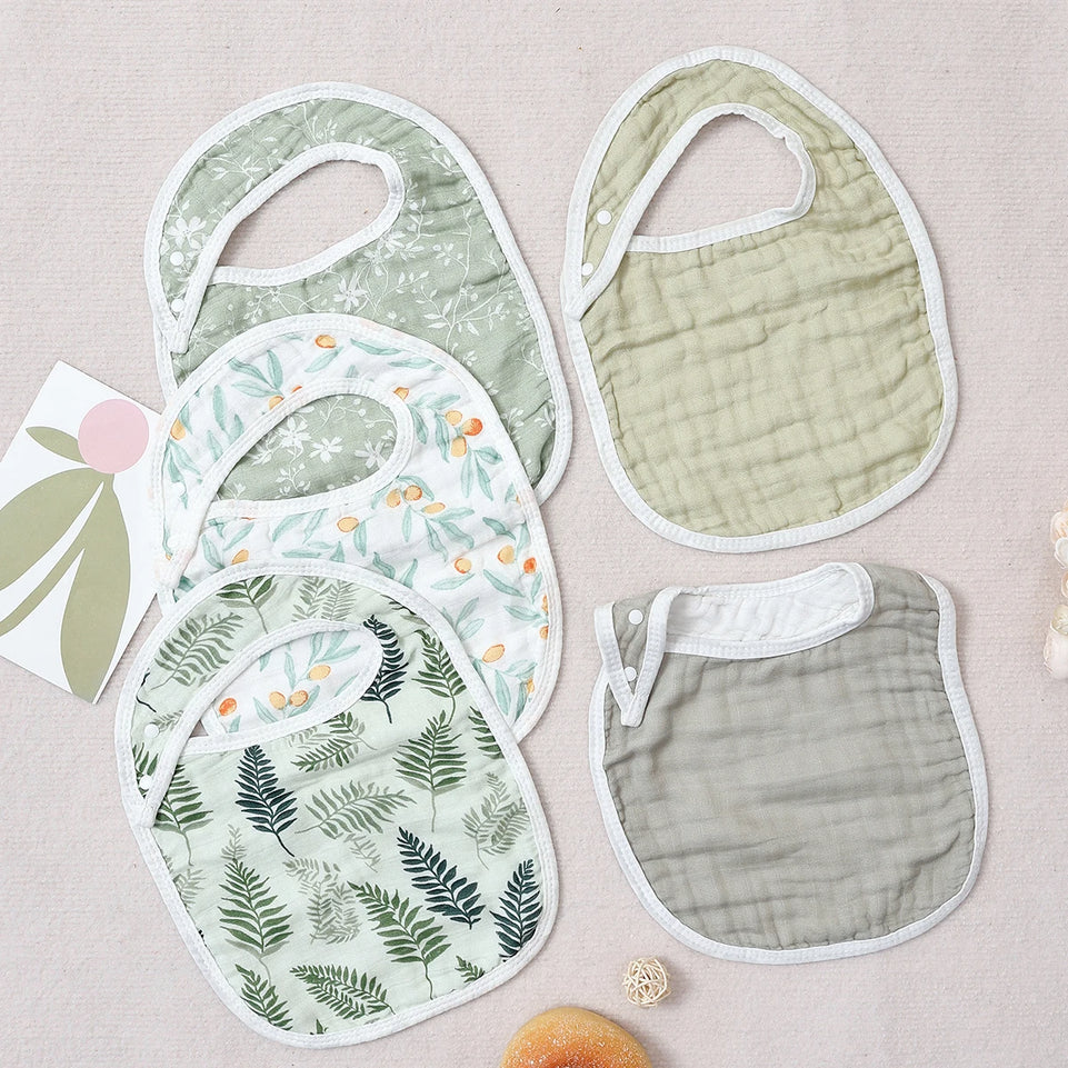 Kangobaby #My Soft Life# New 5pcs Set Breathable Bamboo Cotton Newborn Muslin Feeding Bib Antibacterial Baby Burp Cloth
