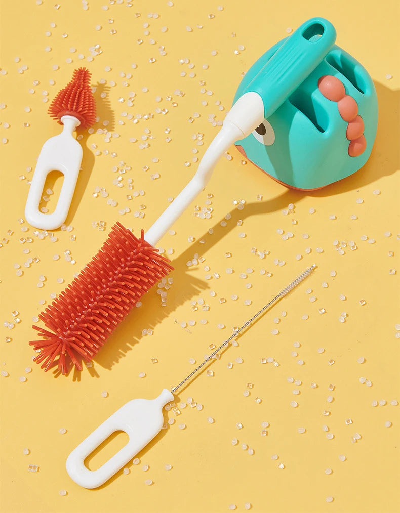 1/2/3pcs Silicone Brush for Bottles 360 Degree Rotation Baby Bottle Pacifier Cleaning Brush Nipple Dropper Brushes Set Baby Item
