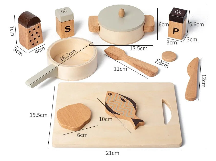 Wooden Mini Kitchen Toys Cookware Pot Pan Cook Pretend Play Educational House Toys For Children Simulation Kitchen Utensils Girl