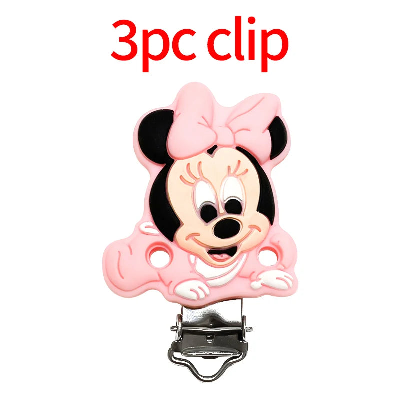 1/3/10pcs New Cartoon Mickey Minnie Silicone Beads Teether Food-Grade Chewing Teeth Bead DIY Nipple Chain Jewelry Accessories