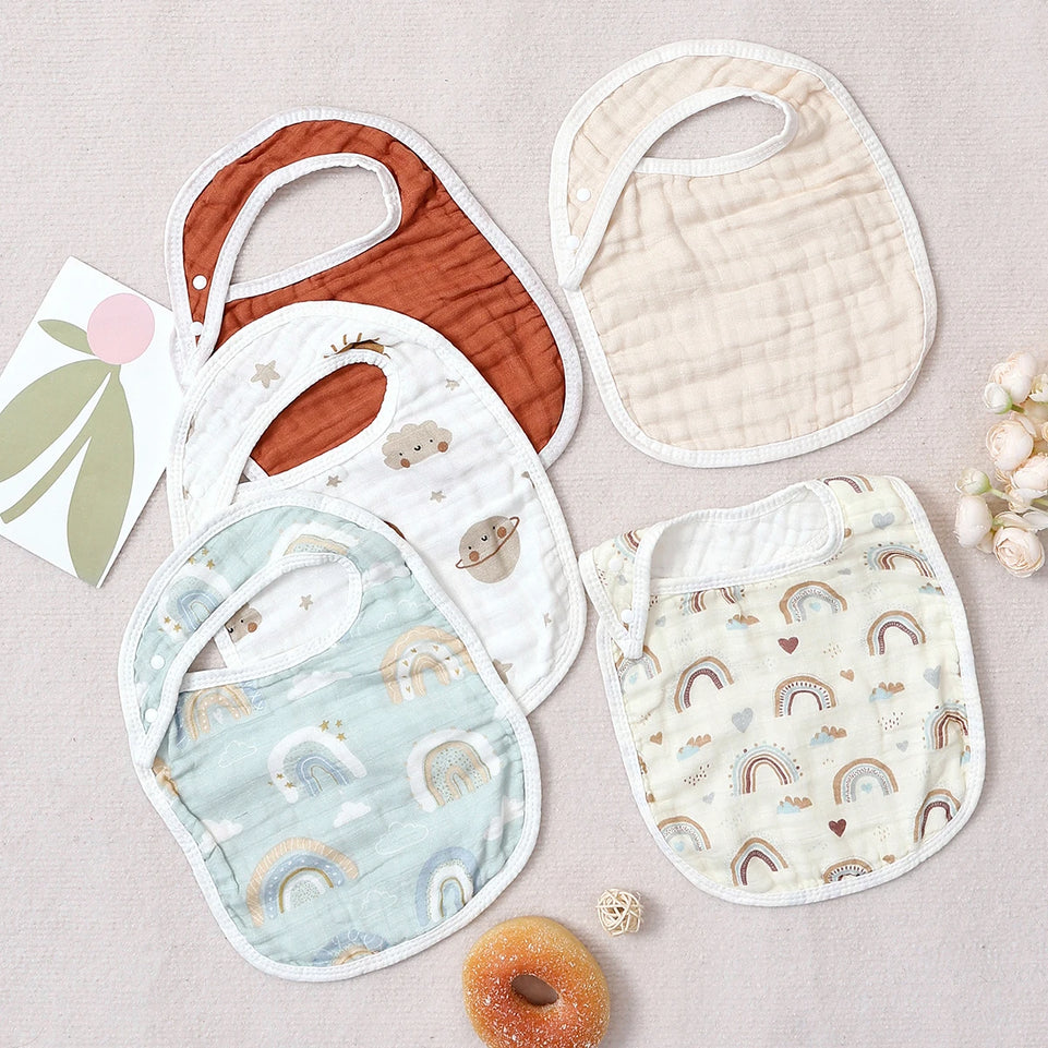 Kangobaby #My Soft Life# New 5pcs Set Breathable Bamboo Cotton Newborn Muslin Feeding Bib Antibacterial Baby Burp Cloth