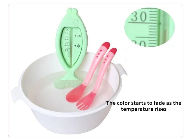 Baby Temperature Sensing Spoon Fork Set for Newborn Children Safety Flatware Solid Feeding Anti Scald Spoons Feeder Utensils