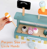 Wooden Ice Cream Counter Playset for Toddler Toys,  Montessori Pretend Play Food Toys Kitchen Accessories Early Learning AidsFV