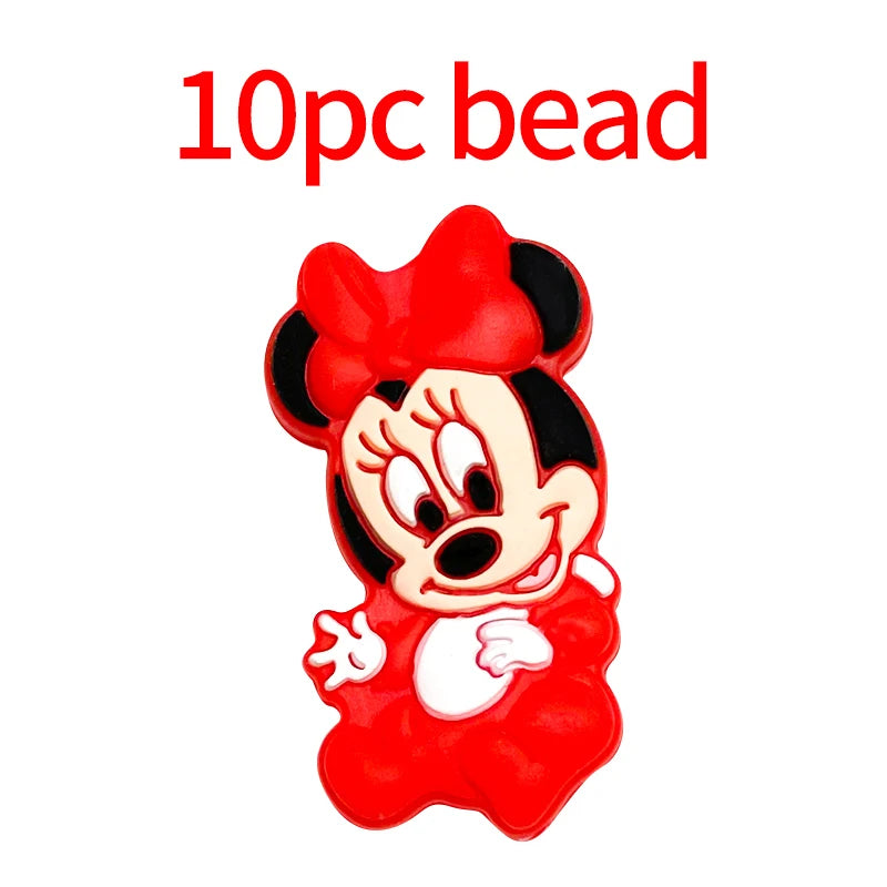 1/3/10pcs New Cartoon Mickey Minnie Silicone Beads Teether Food-Grade Chewing Teeth Bead DIY Nipple Chain Jewelry Accessories