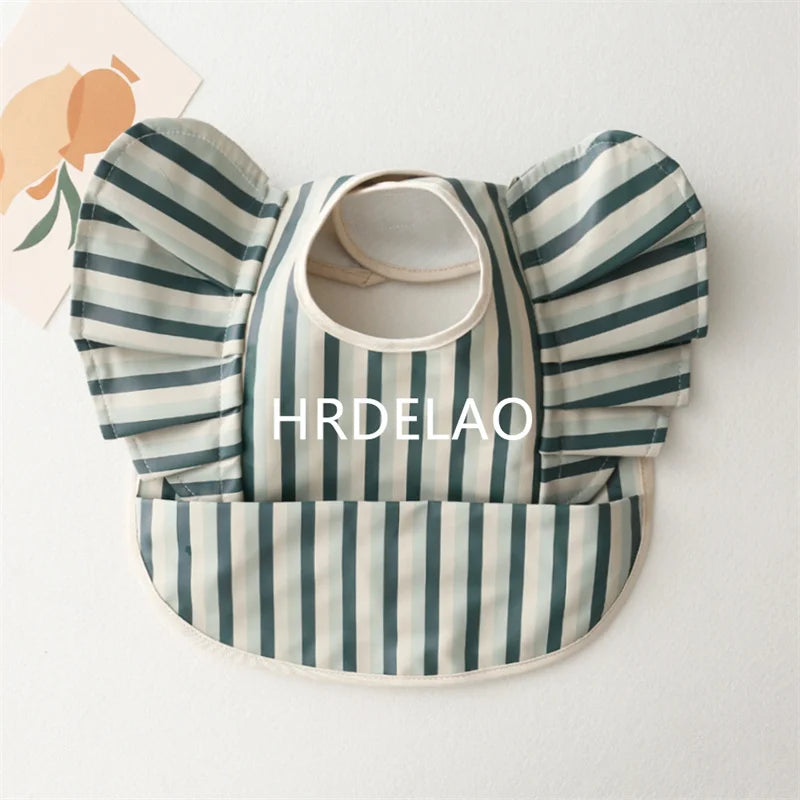 Baby Bibs INS Nordic Style Angel Feed Pocket Burp Girl Boy Infant Meals Bib Waterproof Easy Clean Cute Elephant Bib Soft PU Gift