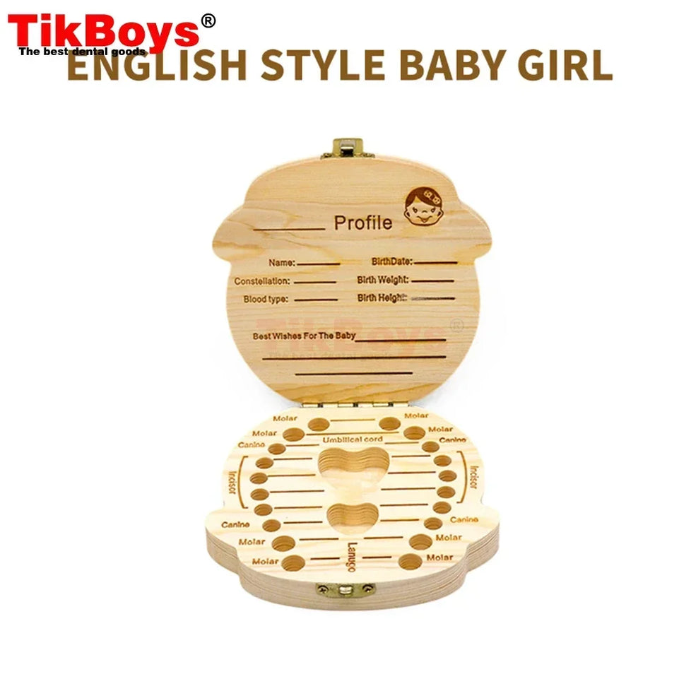 Baby Wood Tooth Box Organizer Milk Teeth Storage Collect Teeth Umbilica Save Gifts Baby Souvenirs Gifts Keepsakes