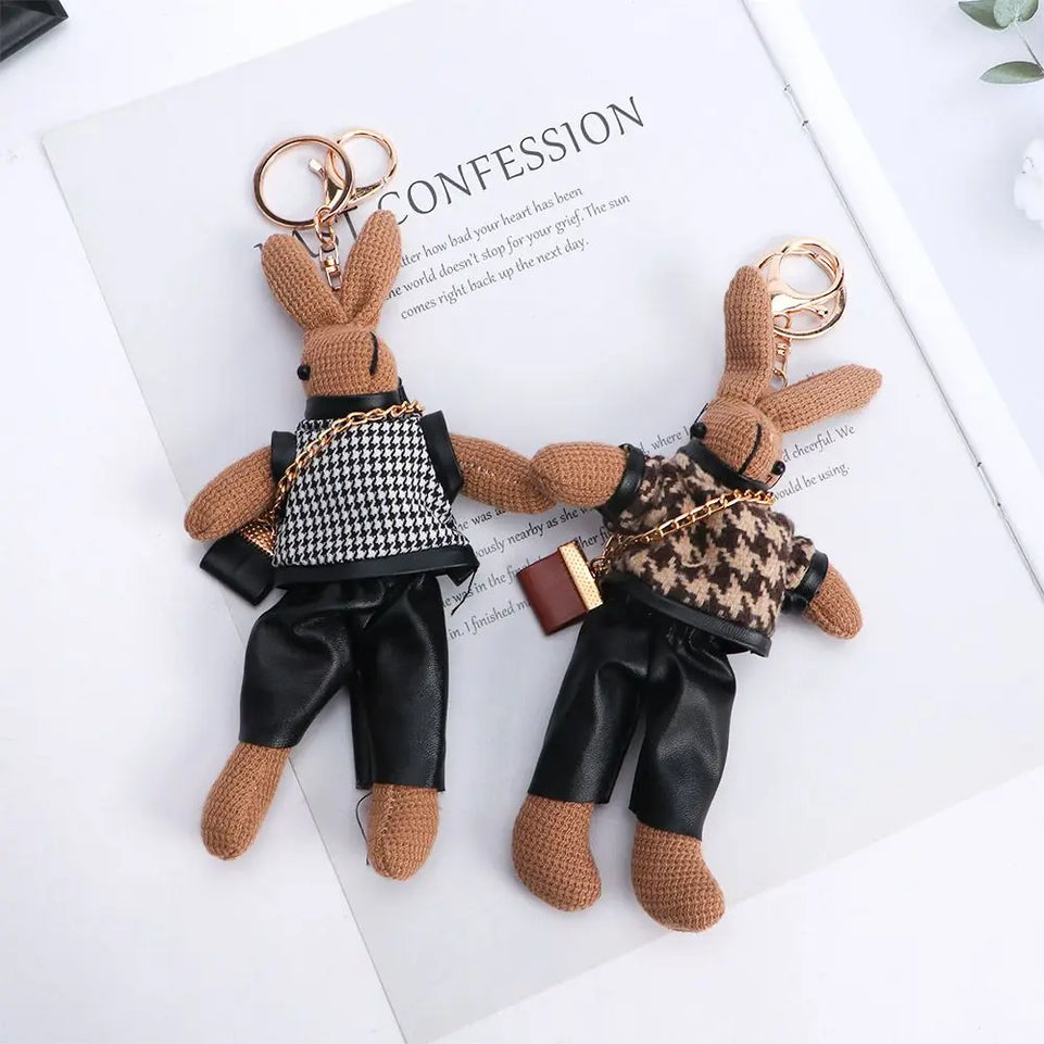 Kids Cloth Animal Doll Pendant Boys Bag Pendant Decoration Girls Car Accessories Lady Rabbit Keychains Korean Style Key Ring