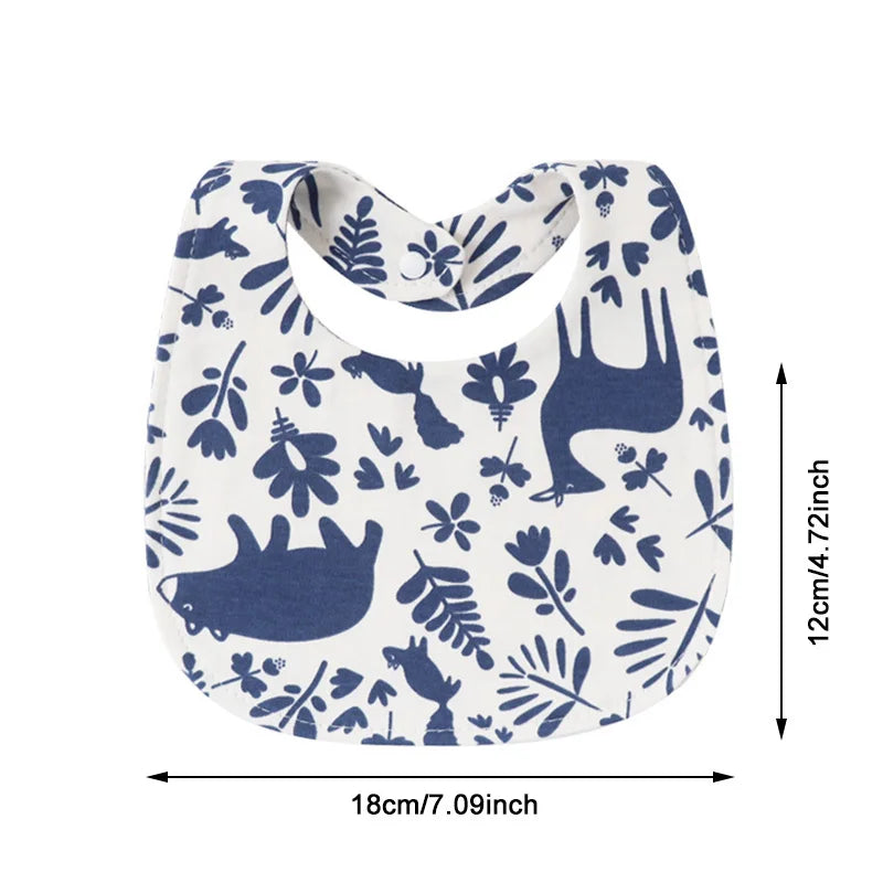 4pcs/lot Baby Bibs Set Flower Animal Printed Burp Cloths Cotton Infant Feeding Swallow Towel Boys Girls Care Items Universal