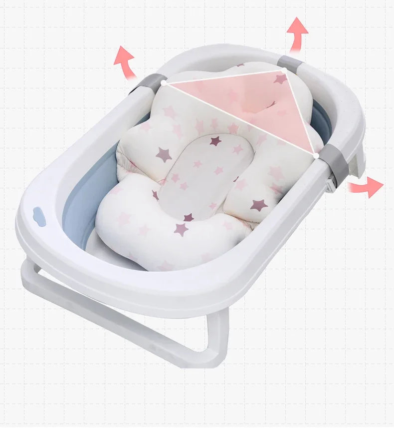 Baby Safety Bath Mat Cushion Portable Bath Anti-Slip Cushion Seat Infant Floating Bather Bathtub Pad Shower Security Support Mat