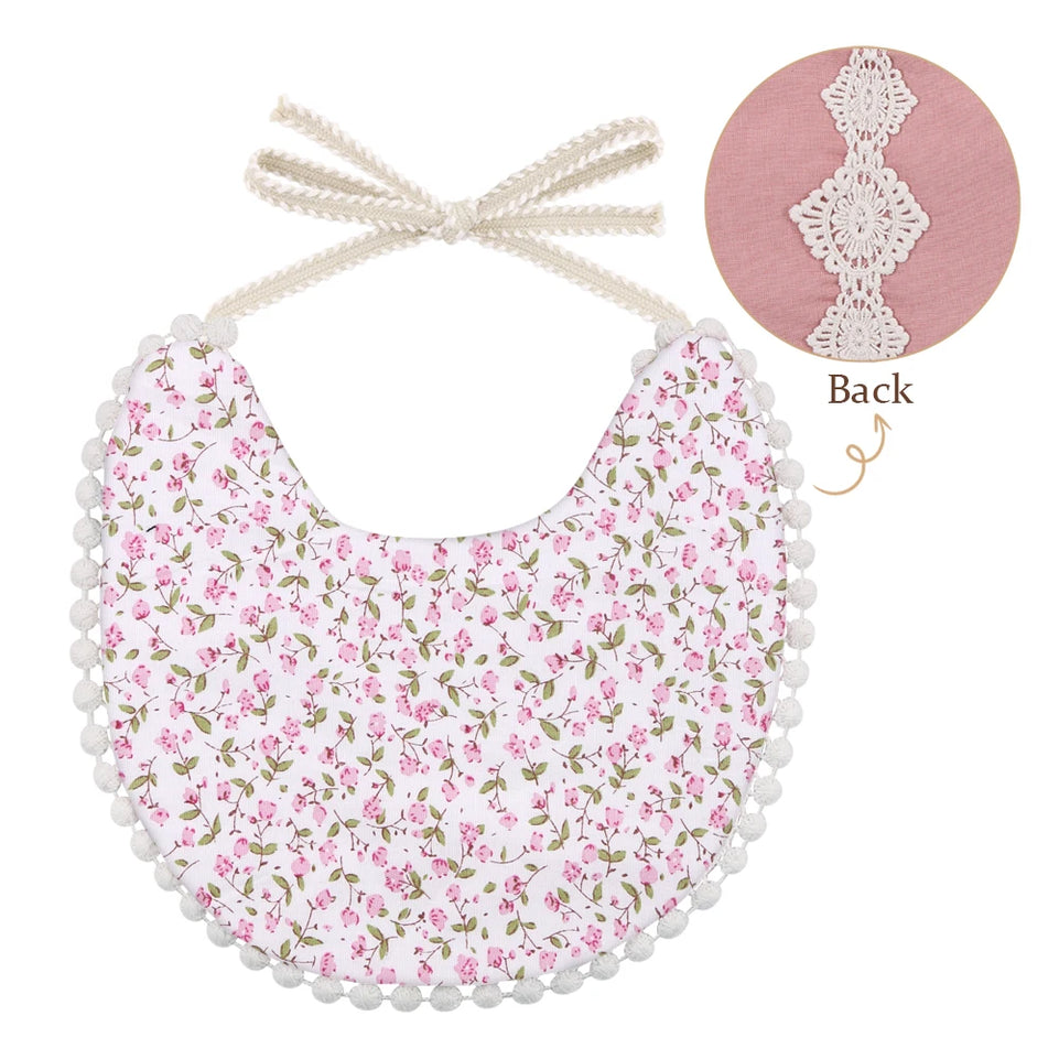 Cute Cartoon Dinner Feeding Clothes Double-deck Cotton Linen Baby Boys Girls Bibs Animal Flower Print Saliva Towel Kids Stuff