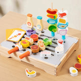 Children's Wooden Imitation Barbecue Grill Toy For Role-Playing Home Cooking And Food Recognition Available In Two Styles