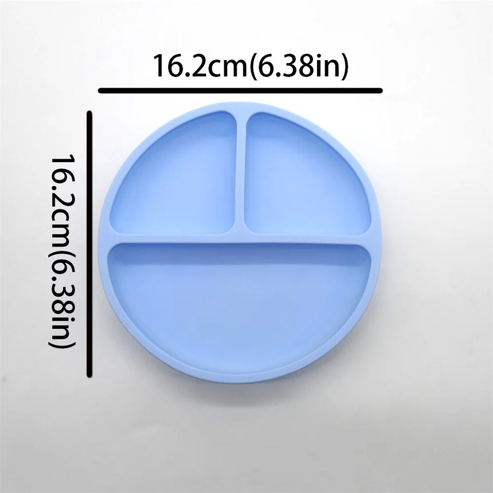 4pcs Auxiliary silicone tableware sets children eating suction cup bowl baby spoon dinner plate kindergarten set