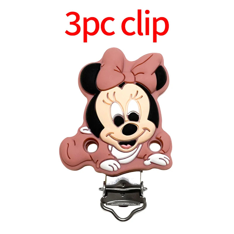 1/3/10pcs New Cartoon Mickey Minnie Silicone Beads Teether Food-Grade Chewing Teeth Bead DIY Nipple Chain Jewelry Accessories