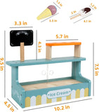Wooden Ice Cream Counter Playset for Toddler Toys,  Montessori Pretend Play Food Toys Kitchen Accessories Early Learning AidsFV