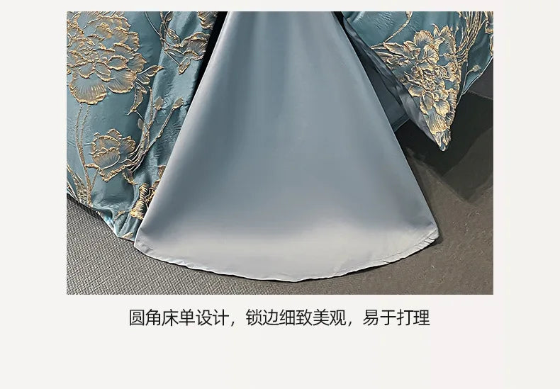 European Bedding Set High-end Luxury Cotton Four-piece Set Cotton Embroidery Quilt Cover Sheets Hats Senior Sense Bedding