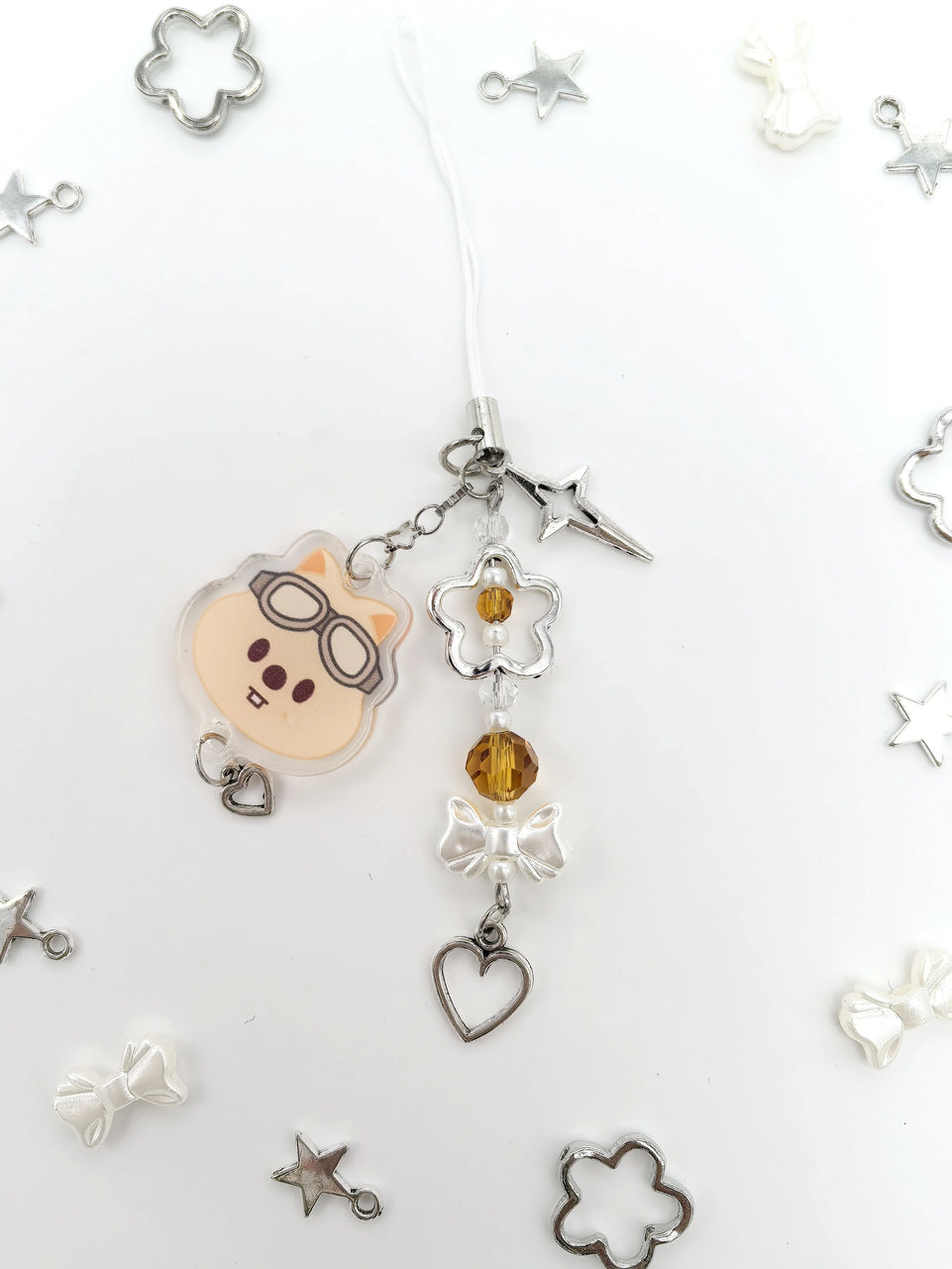 Kawaii bow skz kids inspired keychain, stray children's acrylic accessories jewelry, k-pop Y2K creative gifts