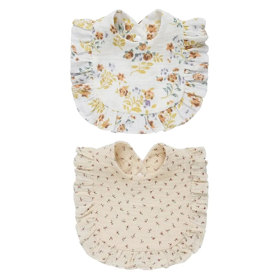 2pcs Newborn Bibs Infant Burp Cloths Baby Stuff Feeding Drool Bandana Saliva Towel Toddler Ruffle Floral Bib Baby Accessories
