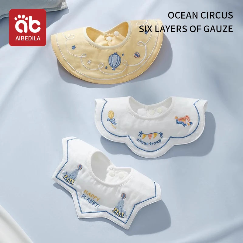 3pcs Ins Korea New Cotton Baby Bib Embroidery Bib Baby Drool Towel Boys and Girls Drool Pocket Waterproof Baby Kleding Jongen