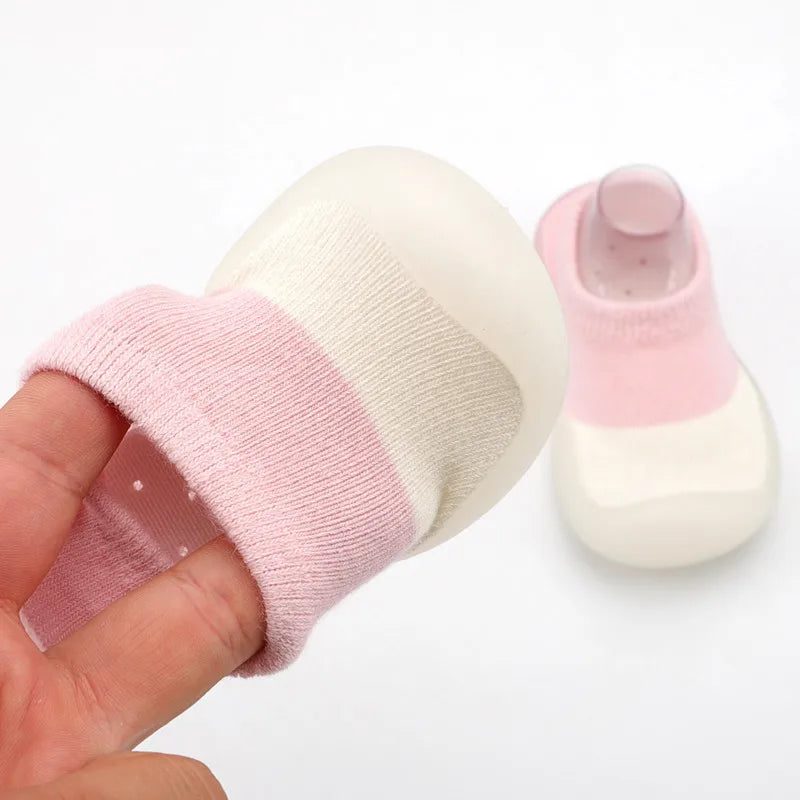 Baby Shoes First Walkers Comfortable Boys Girls Kids Rubber Soft Non-Slip Sole Floor Shoes Knit Booties